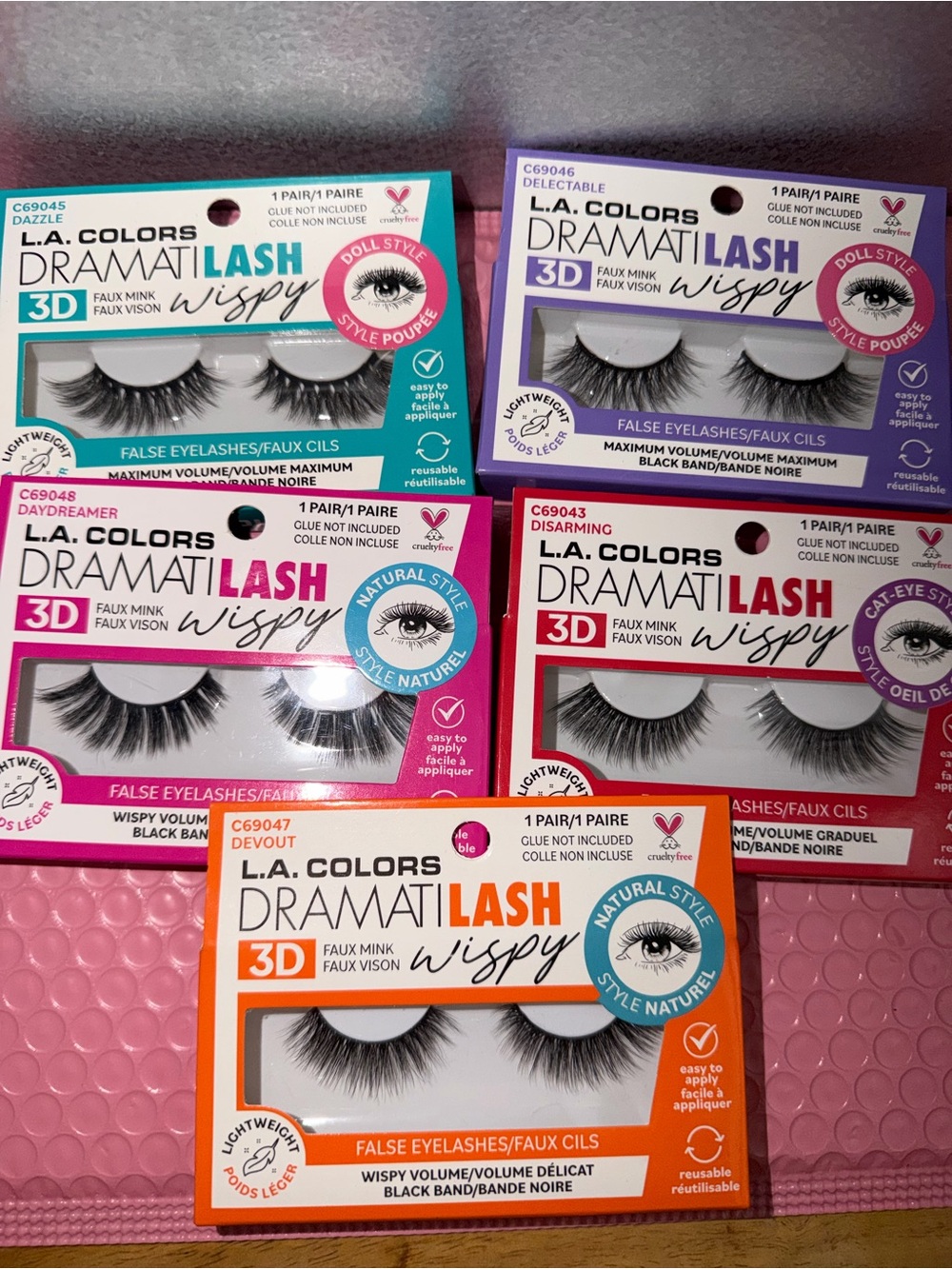 L.A. COLORS DramatiLash 3D Wispy False Eyelashes Variety Pack - Black